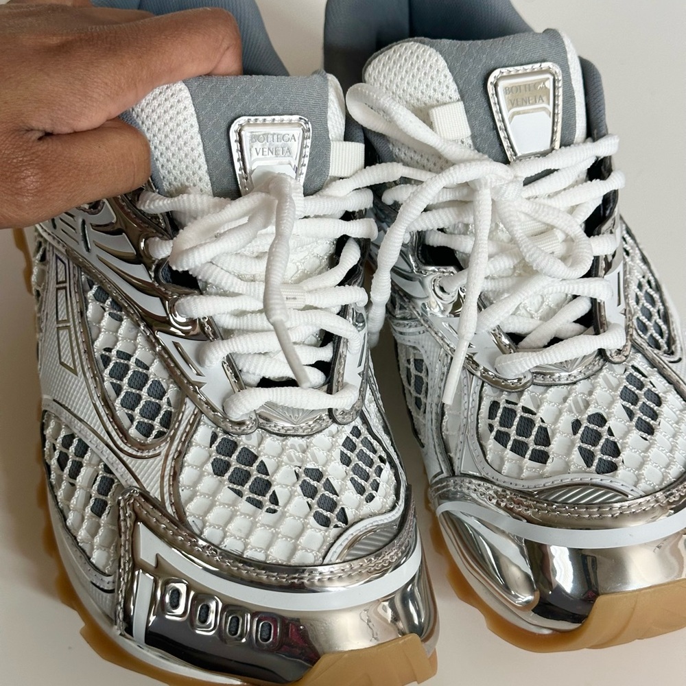 Bottega Veneta Orbit Sneakers Sliver & White